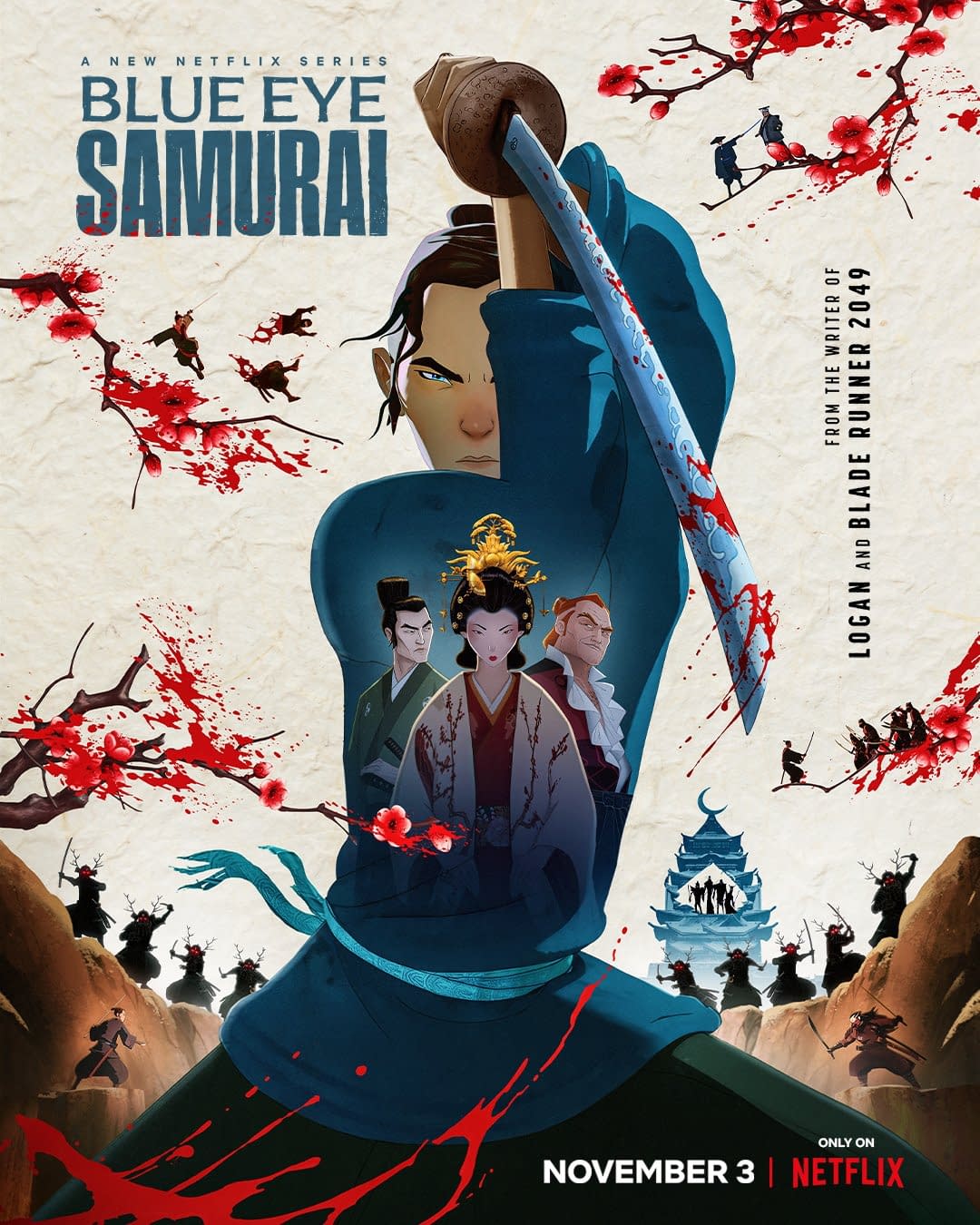 Blue Eye Samurai Netflix Shares Beautiful Brutal Key Art Posters