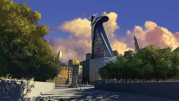 An Avengers Tower virtual background from Marvel Comics.