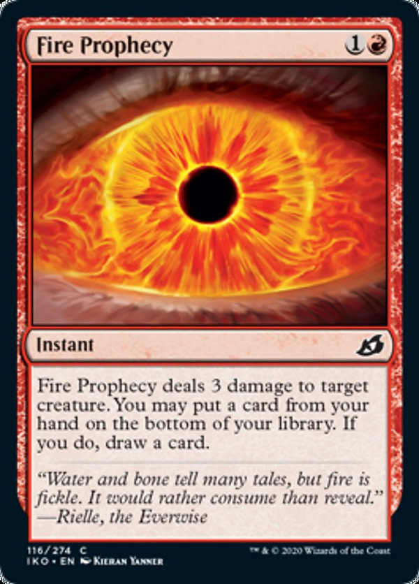 Fire Prophecy, a new card from the Ikoria: Lair of Behemoths set for Magic: The Gathering.