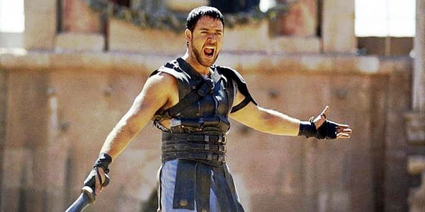 Russell Crowe en Gladiator (2000).  Imagen cortesía de Universal Pictures.