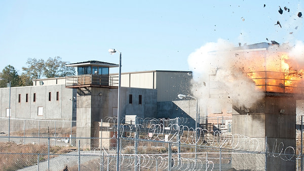 The prison Zoom background from The Walking Dead, courtesy of AMC.