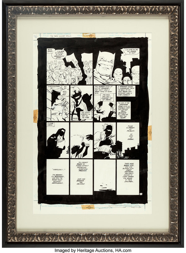 How much money will these original art pages of Dark Knight and Watchmen sell for?