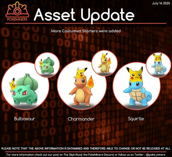 Costumed starters preview. Credit: Silph Road's Pokeminers.