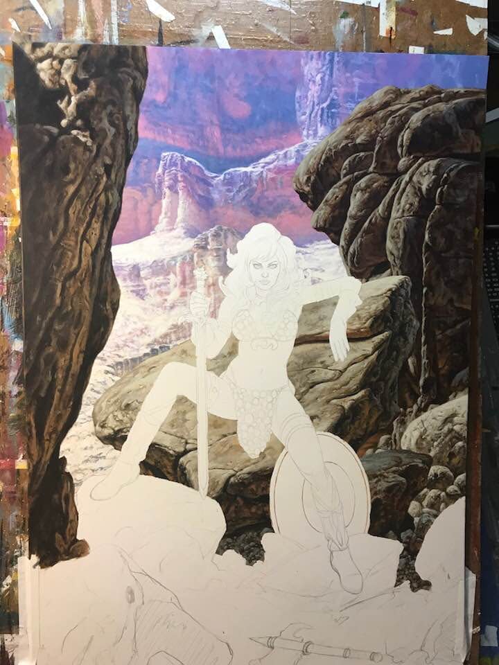 Joe Jusko Shares His Process Art For New Red Sonja Trading Card 