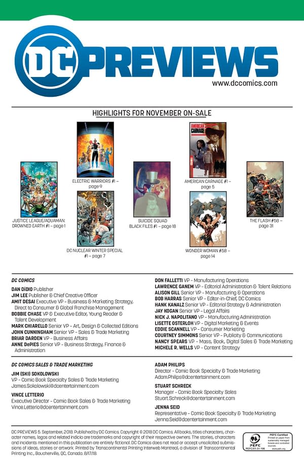 The Full Dc Comics Catalogue For November 2018 Bleeding Cool