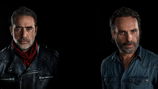 Negan and Rick Zoom background from The Walking Dead, courtesy of AMC.