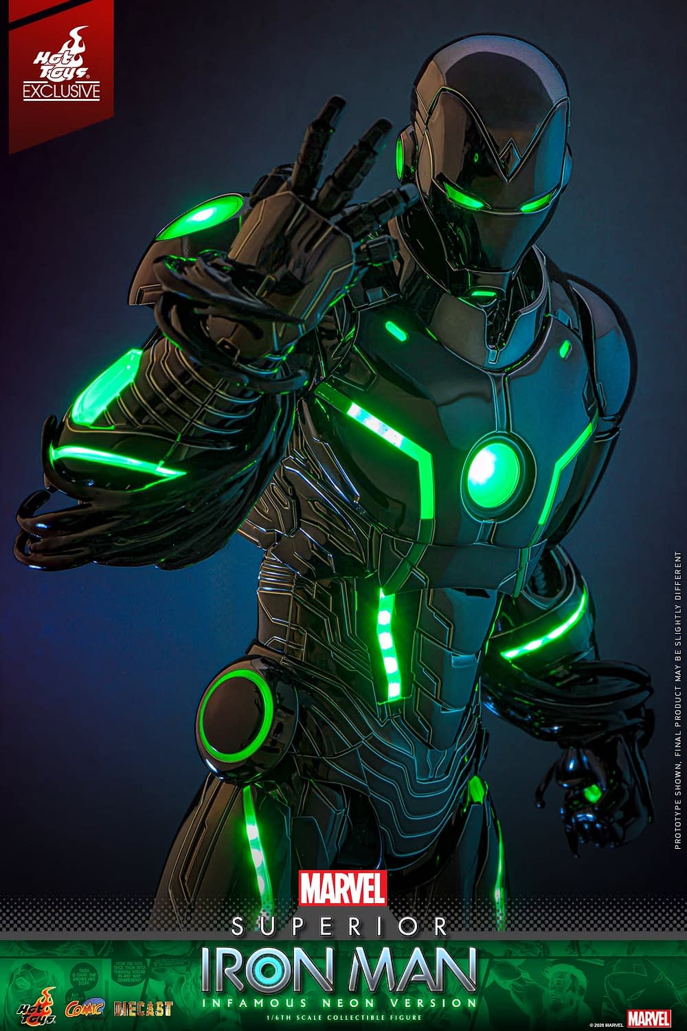 Superior Iron Man (Infamous Neon) 1/6 Scale Hot Toys Figure Announced