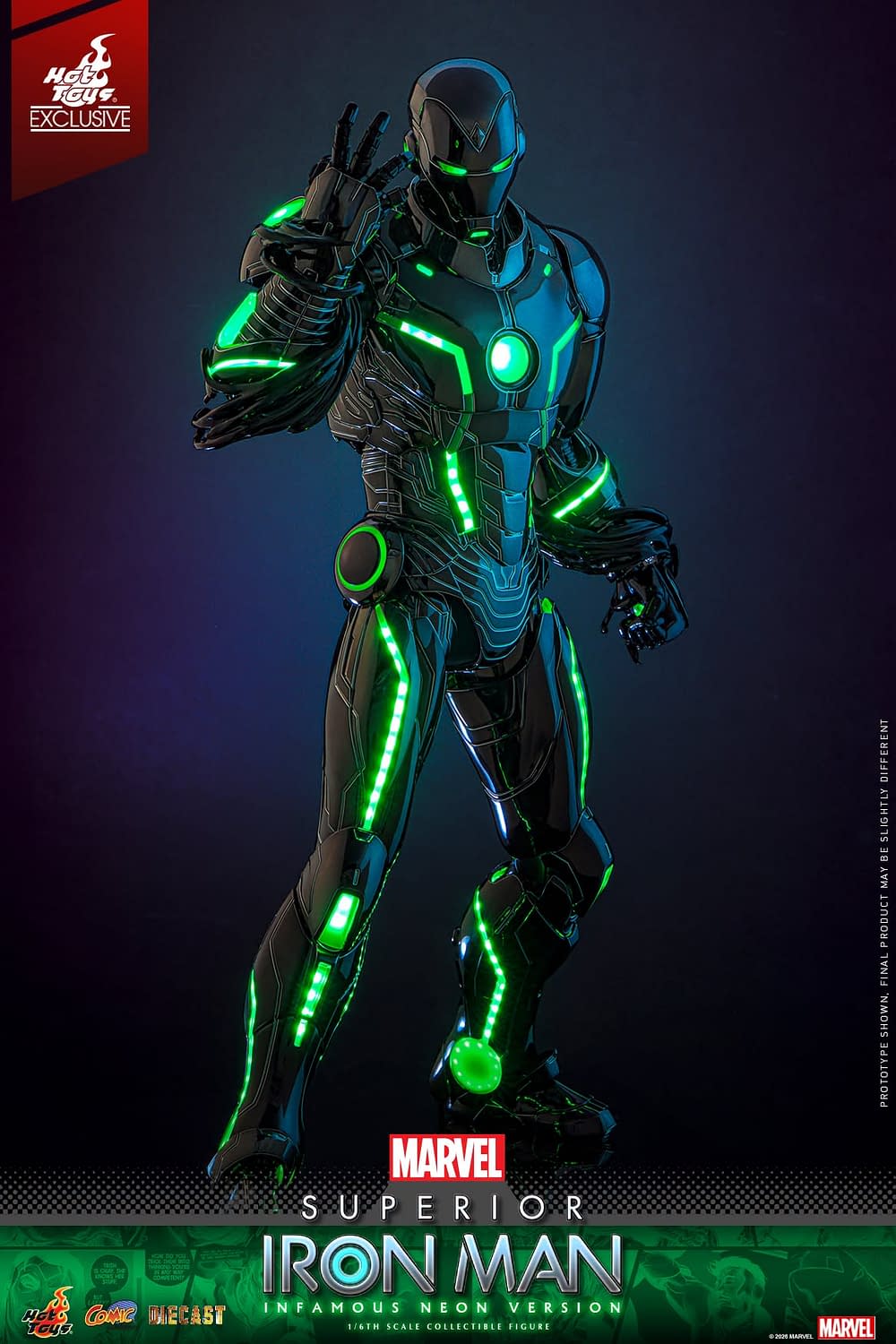 Superior Iron Man (Infamous Neon) 1/6 Scale Hot Toys Figure Announced