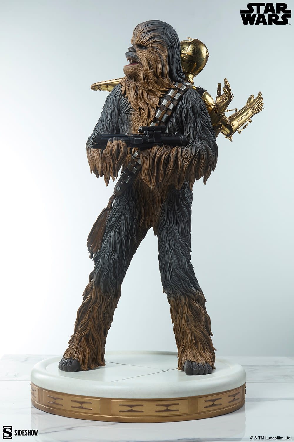 Sideshow Debuts Star Wars Premium Chewbacca and C-3PO Statue