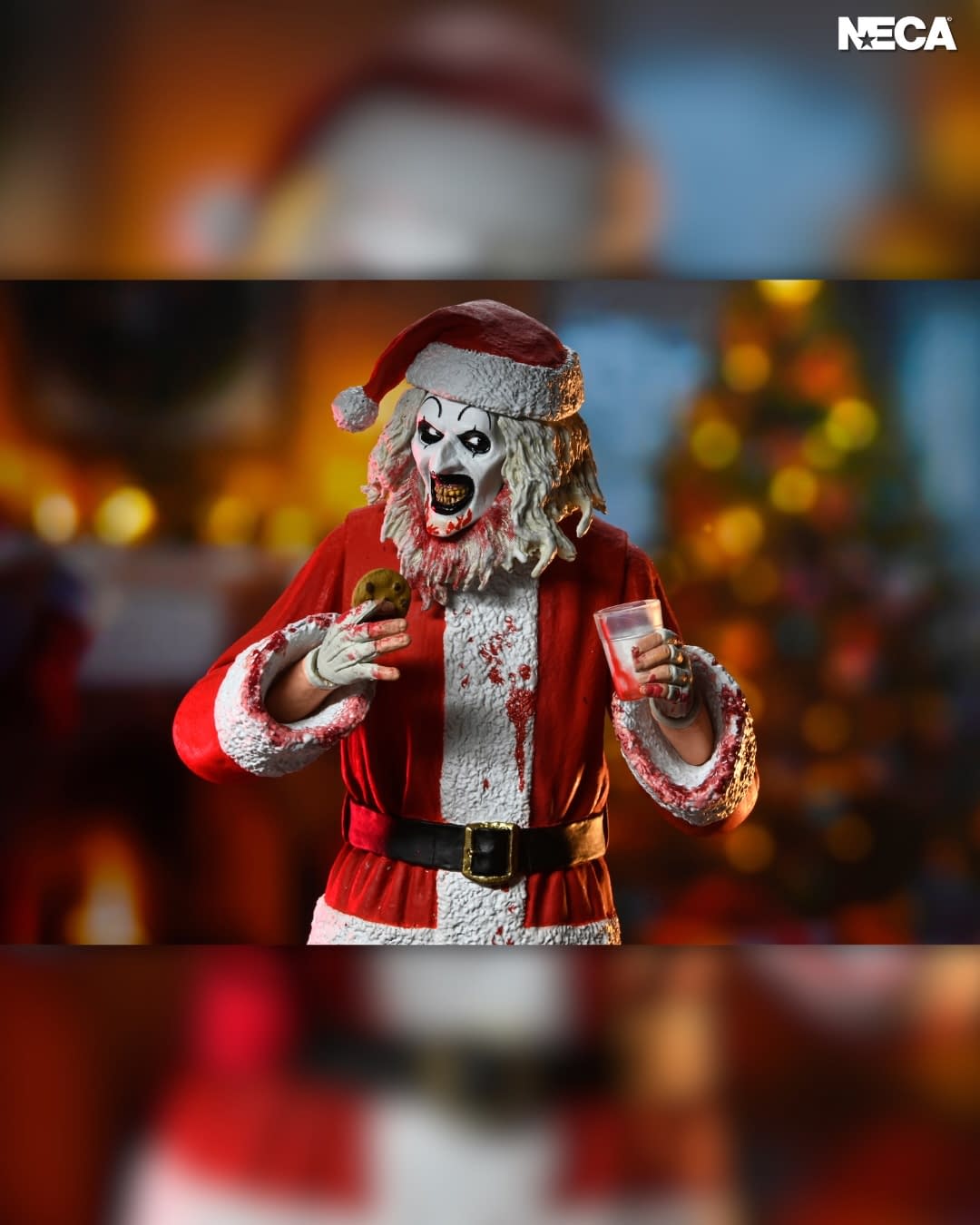 NECA Unveils Terrifier 3 Ultimate Bloody Santa Suit Art the Clown