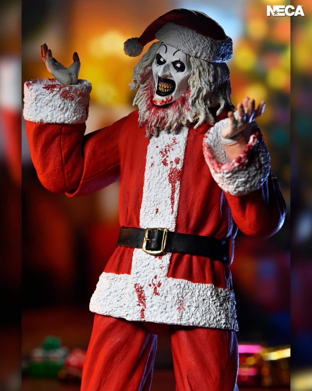 NECA Unveils Terrifier 3 Ultimate Bloody Santa Suit Art the Clown
