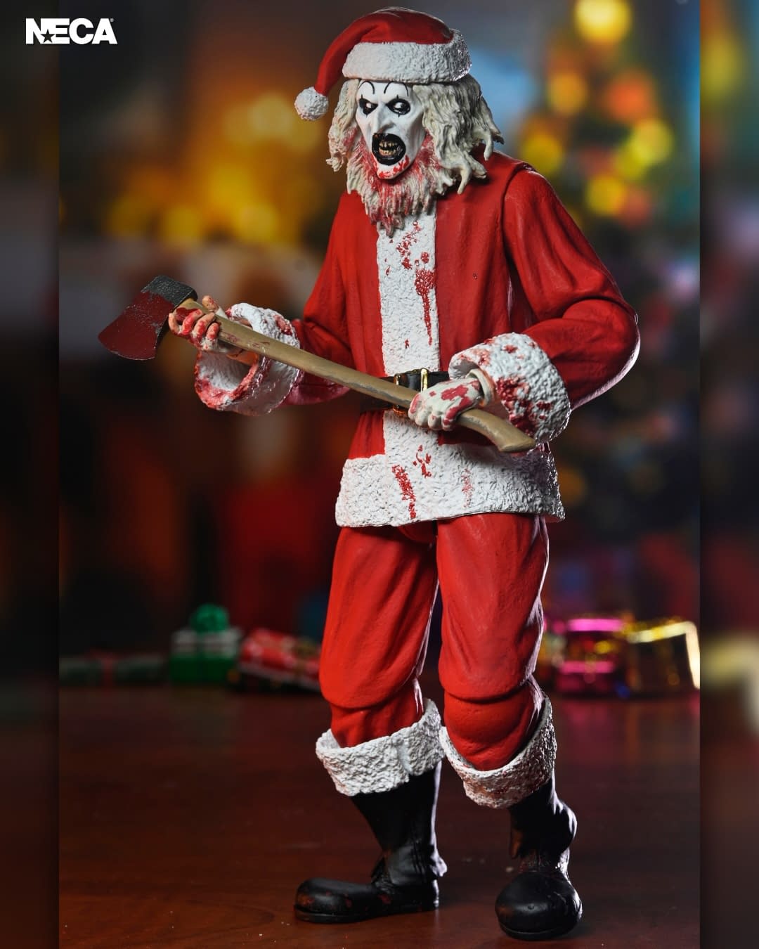 NECA Unveils Terrifier 3 Ultimate Bloody Santa Suit Art the Clown