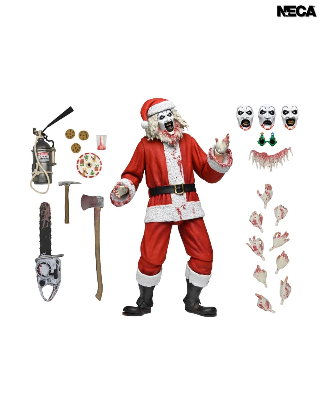 NECA Unveils Terrifier 3 Ultimate Bloody Santa Suit Art the Clown