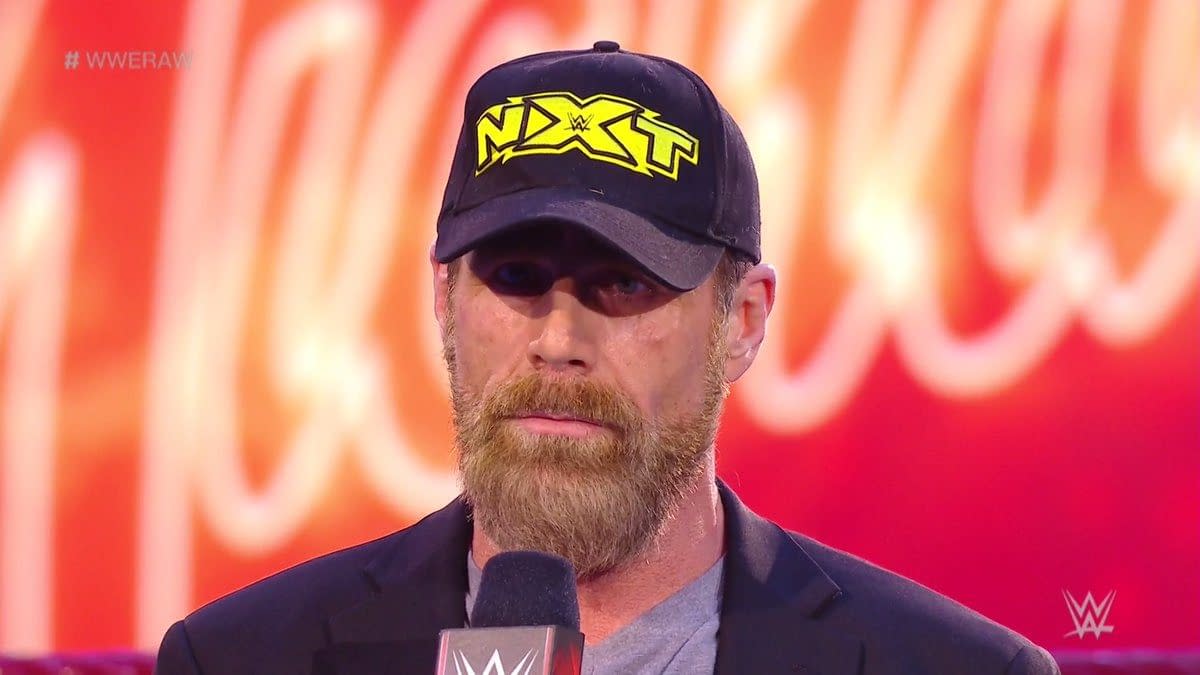 Shawn Michaels shields us from ungodly horror on WWE Raw. (Image: WWE)