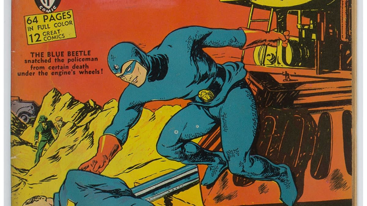 Blue Beetle Rides The Train At Heritage Auctions