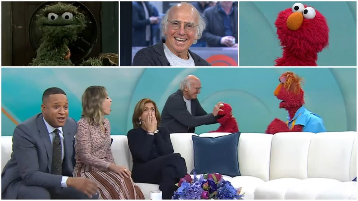 Larry David Puts Hands on Elmo