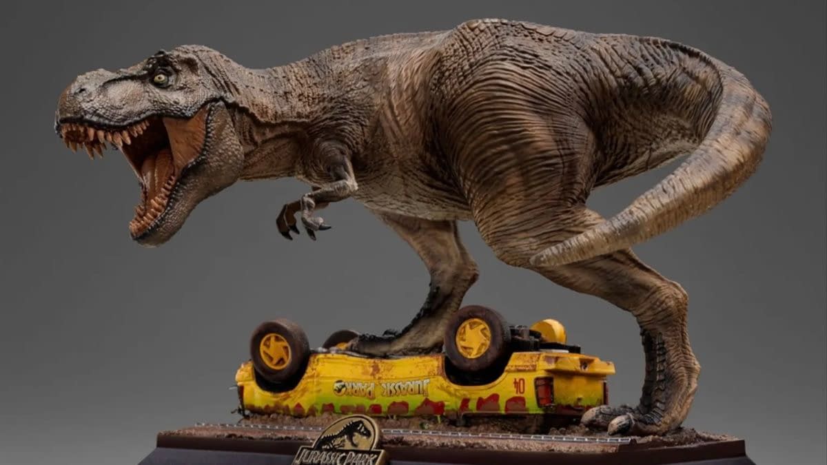 The T-Rex Has Escaped with Iron Studios New Jurassic Park Statue 
