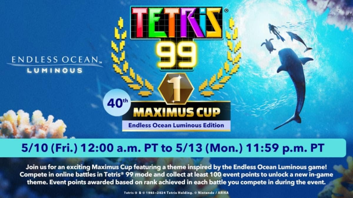 Tetris 99 Announces Endless Ocean Luminous Maximus Cup