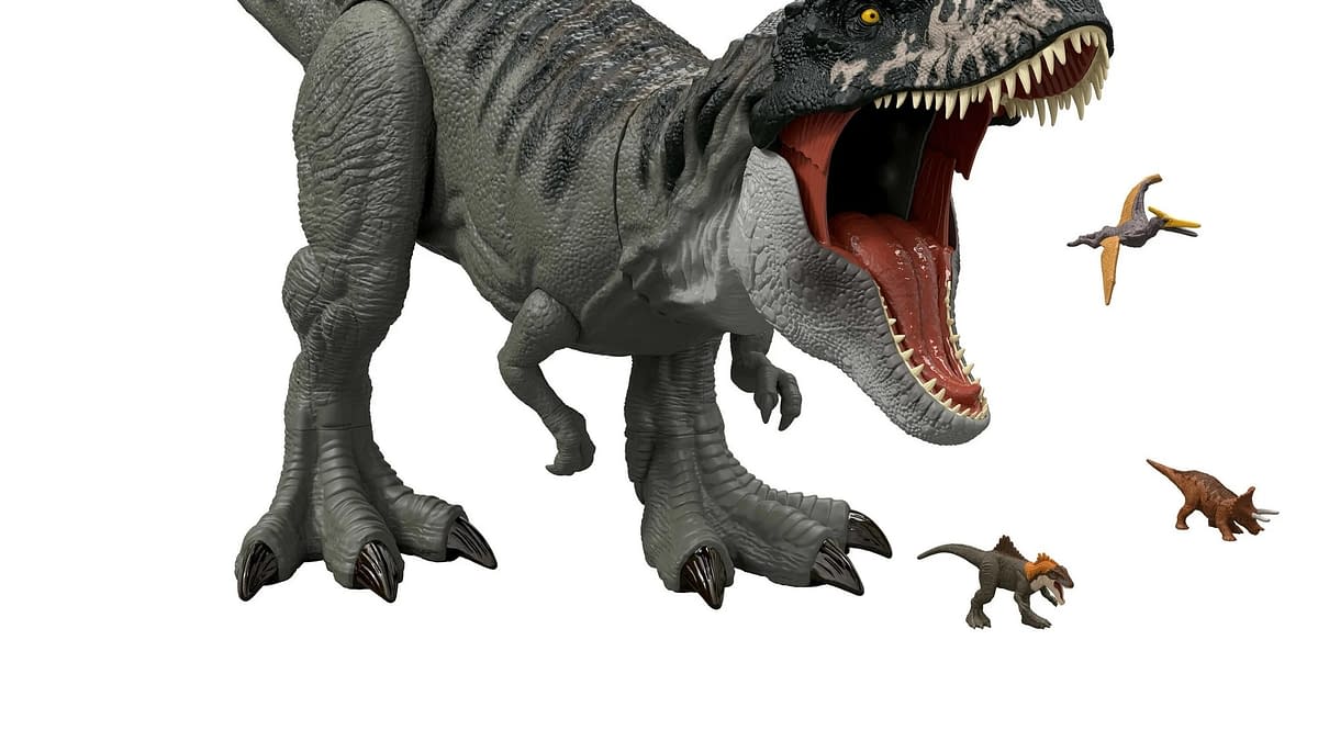 Mattel’s Jurassic World Rebirth Super Colossal T-Rex Enters the Island