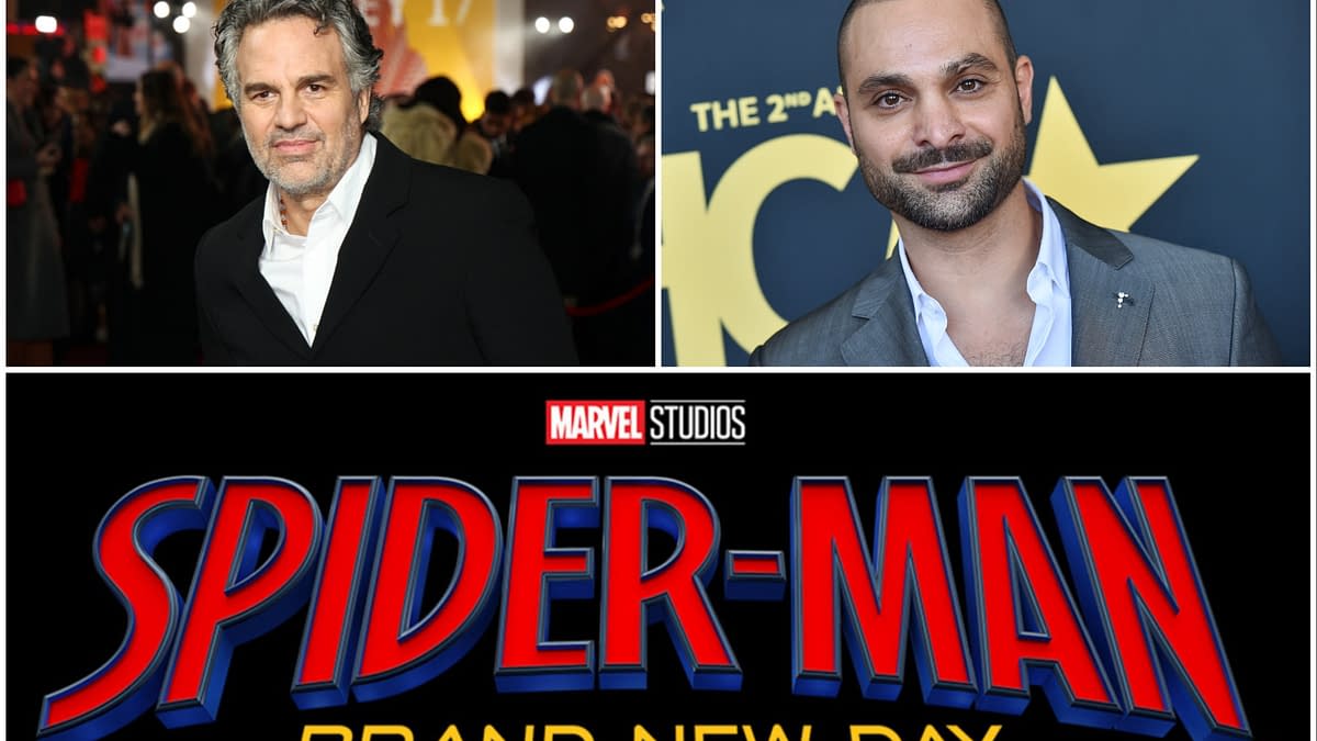 A promotional graphic featuring headshots of actors Mark Ruffalo and Michael Mando, alongside the logo for 'Spider-Man: Brand New Day' from Marvel Studios.