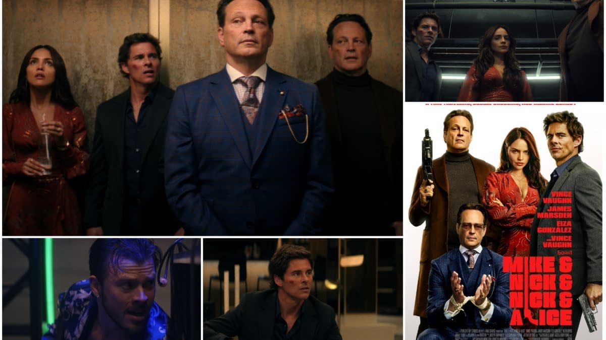 A feature image depicting key characters from the series 'Mike & Nick & Nick & Alice.' The collage includes actors in various scenes, showcasing dramatic expressions and interactions, along with a promotional poster featuring them prominently.