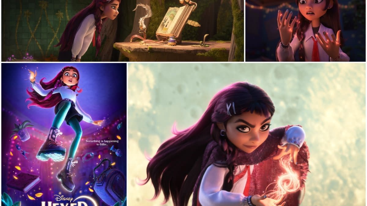 A Hexed feature collage shows a magical animated girl discovering glowing powers and a spellbook, with the Hexed title on the poster.