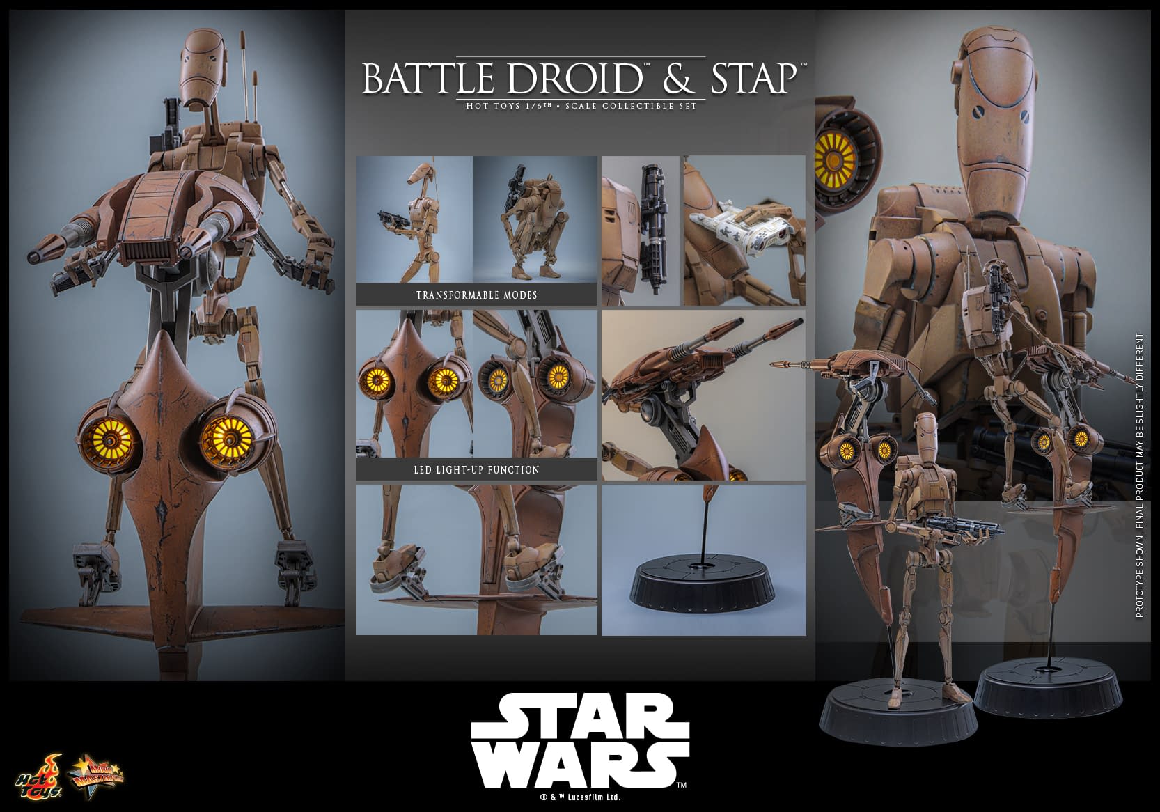 New Star Wars 1/6 Scale Battle Droid & STAP Coming Soon from Hot Toys
