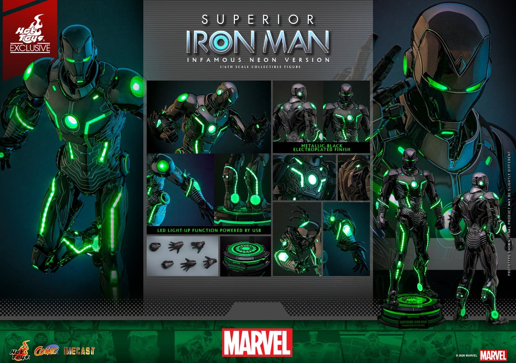 Superior Iron Man (Infamous Neon) 1/6 Scale Hot Toys Figure Announced