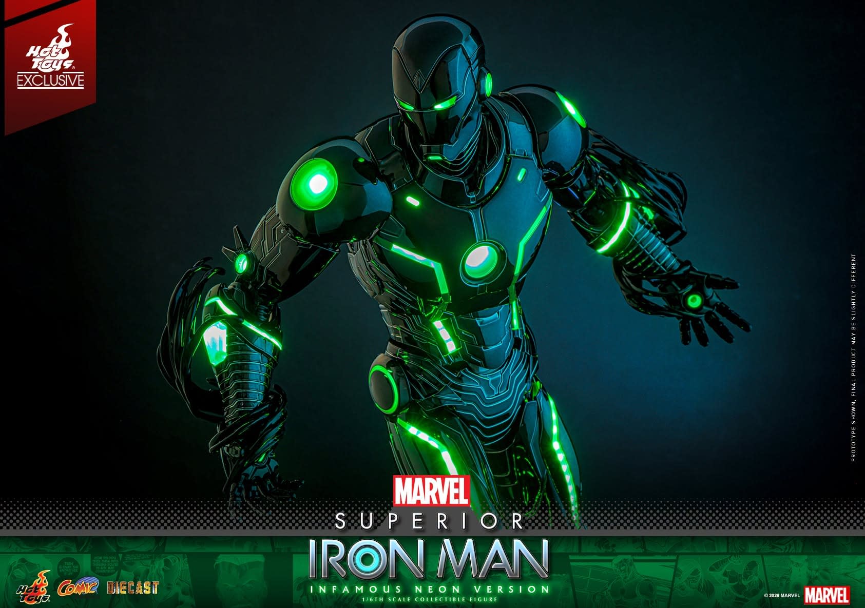 Superior Iron Man (Infamous Neon) 1/6 Scale Hot Toys Figure Announced