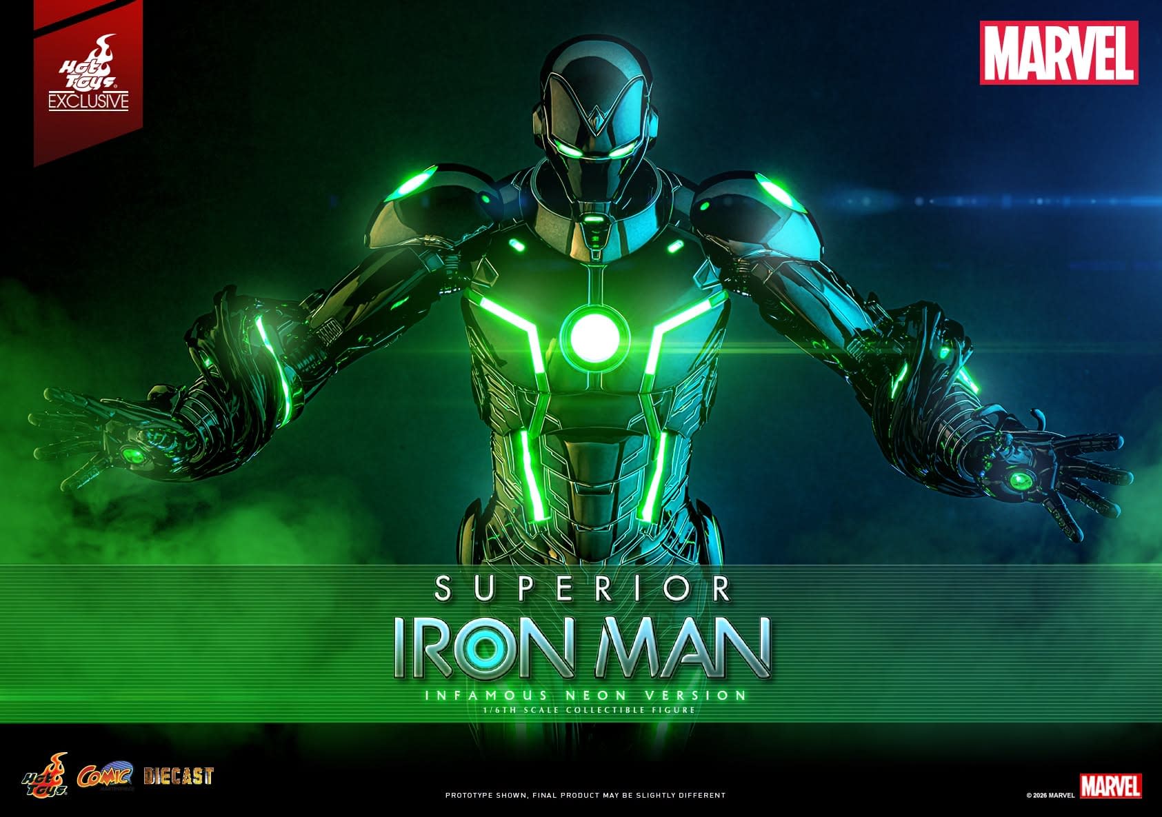 Superior Iron Man (Infamous Neon) 1/6 Scale Hot Toys Figure Announced