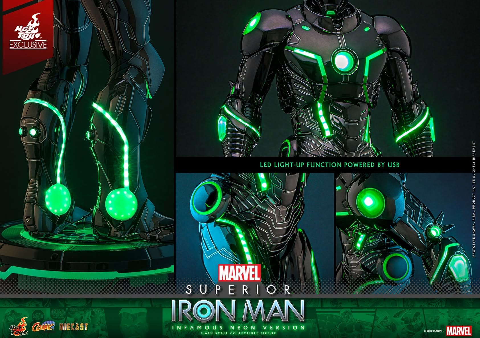 Superior Iron Man (Infamous Neon) 1/6 Scale Hot Toys Figure Announced