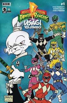 Cover image for MIGHTY MORPHIN POWER RANGERS USAGI YOJIMBO #1 CVR B SAKAI (C