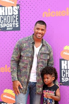 LOS ANGELES - July 13: Russell Wilson, Future Zahir Wilbu at the Nickelodeon Kids' Choice Sports Awards 2017 at the Pauley Pavilion on July 13, 2017 in Westwood, CA