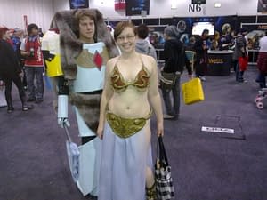 "It wouldn't be cosplay without one slightly chubby bespectacled Slave Princess Leia!"