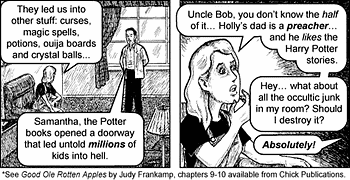 Panels from the Chick Tract "Nervous Witch".