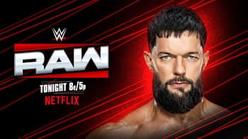 A promotional graphic for WWE Raw featuring a male wrestler with a beard and intense expression against a bold red background. The text includes 'RAW' and 'TONIGHT 8e/5p NETFLIX.'
