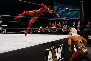 Photo from Red Velvet vs. Jade Cargill for the TNT Championship on AEW Dynamite 4/14/2021 - will this be your next Zoom virtual background? [Photo Credit: All Elite Wrestling]