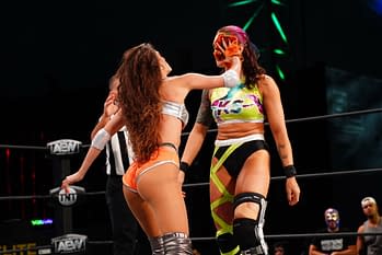 Photo from Kris Statlander vs. Amber Nova for the TNT Championship on AEW Dynamite 4/14/2021 - will this be your next Zoom virtual background? [Photo Credit: All Elite Wrestling]