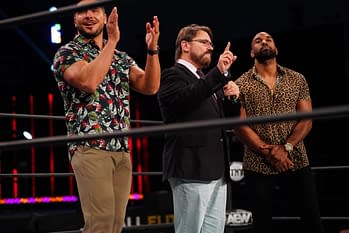 Photos from the interview with Ethan Page and Scorpio Sky on AEW Dynamite [Credit: All Elite Wrestling]