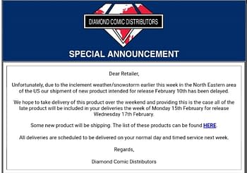 Delays To Diamond UK Comic Book Stores This Week