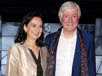 London, United Kingdom - May 9, 2019: Tony Hall and Cynthia Hall attend a private view of "Stanley Kubrick: The Exhibition" at The Design Museum in London, England. / Cubankite / Shutterstock.com