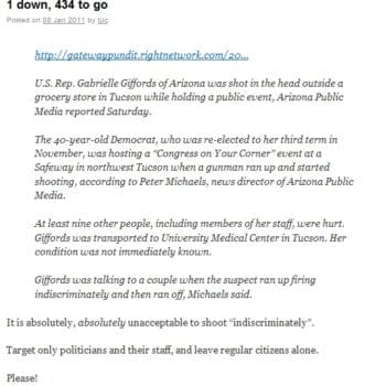 Comics Retailer Causes Internet Storm Over Gabrielle Giffords Gun Attack