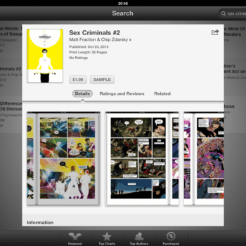 Sex Criminals Banned By Apple. But Only On iOS. iBooks Is Fine.