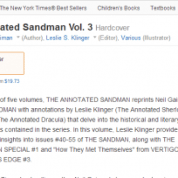 Amazon Glitchwatch &#8211; Annotated Sandman Vol 3 61% Off Six Months Before It Goes On Sale