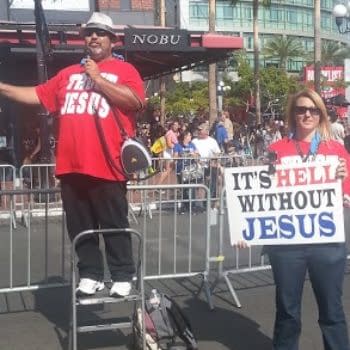 Jesus, Satan, Godzilla And Galactus &#8211; The Protesters At San Diego Comic Con
