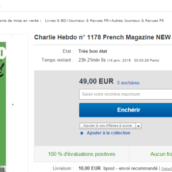 Charlie Hebdo Reveals New Cover, Already On eBay For 49€
