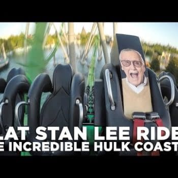Flat Stan Lee Rides The Incredible Hulk Coaster