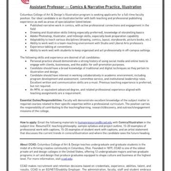 Who Wants To Be A Comic Book Illustration Professor At Columbus College Of Art &#038; Design?