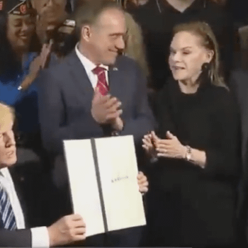 Left to Right: President Donald Trump, VA Secretary David Schulkin, Laura Perlmutter, Ike Perlmutter