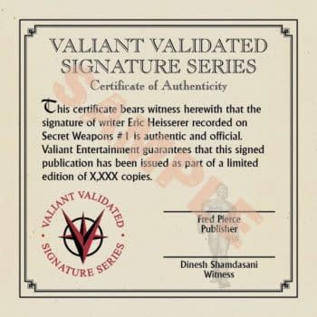Valiant Validated Signature Series Returns For Secret Weapons #1 
